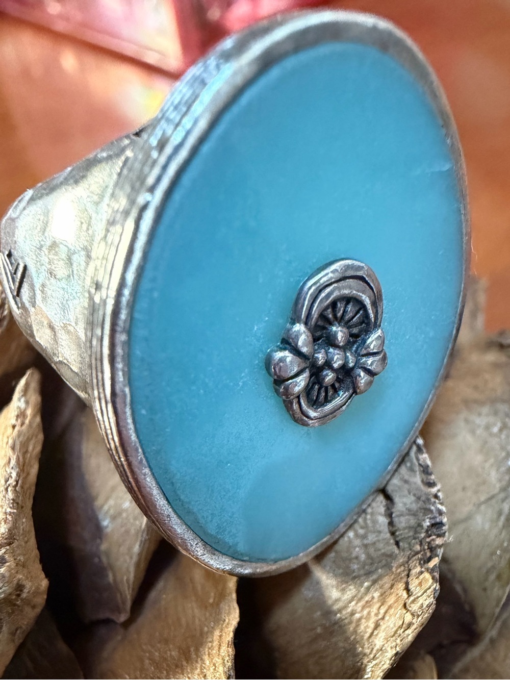 RARE Silpada Sterling Silver and Blue Amazonite Ring R2358. Size 8.